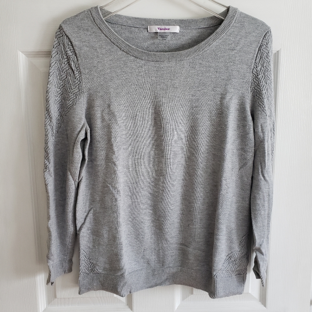 Tanjay grey sweater with embellished shoulders